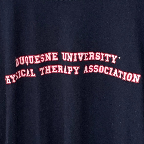 Gildan Duquesne University Physical Therapy Crew Neck Long Sleeve Shirt Navy - Picture 3 of 5